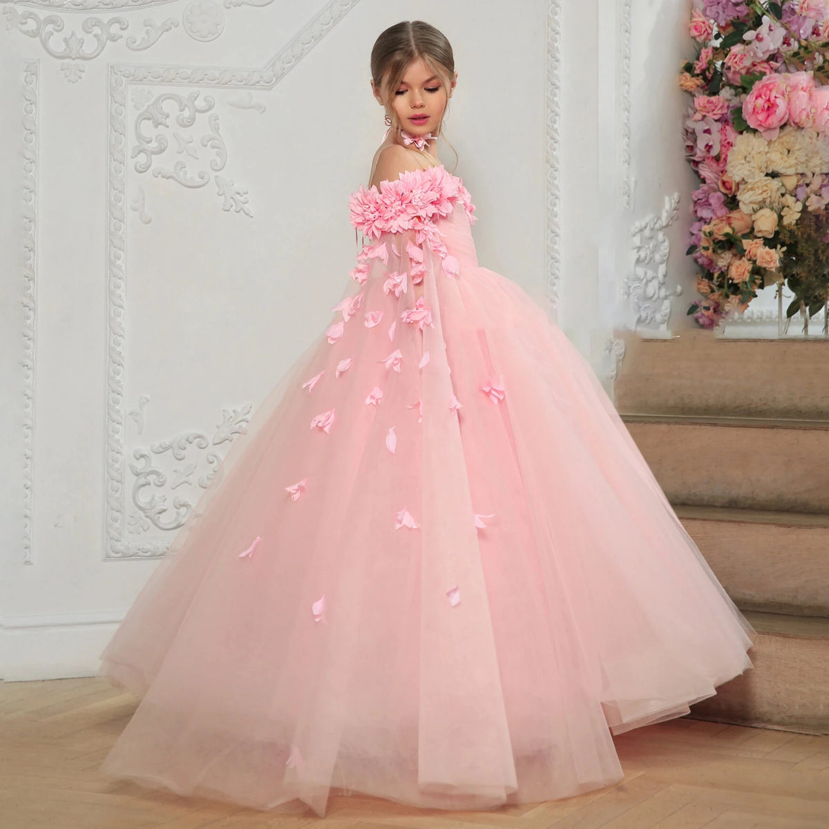 Off-Shoulder Tulle Junior Bridesmaid Dress - Luzilly Bridal & Apparel