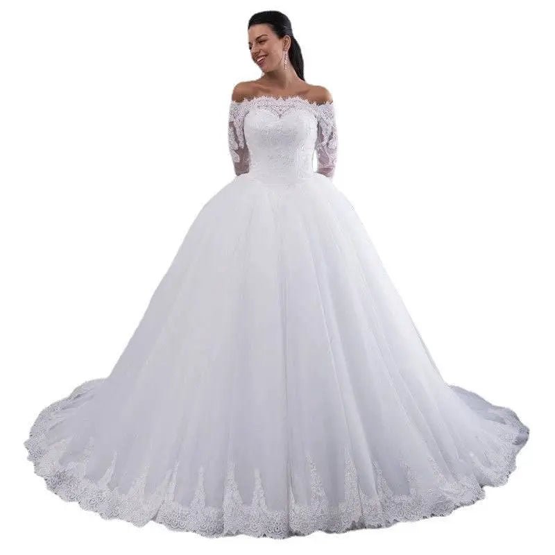 Off-the-Shoulder Bridal Wedding Lace Gown - Luzilly Bridal & Apparel