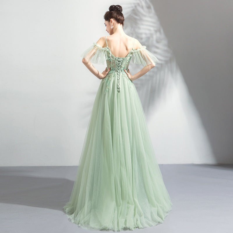 Off-the-shoulder Mint Green Bridal Wedding Dinner Annual Party Dress - Luzilly Bridal & Apparel