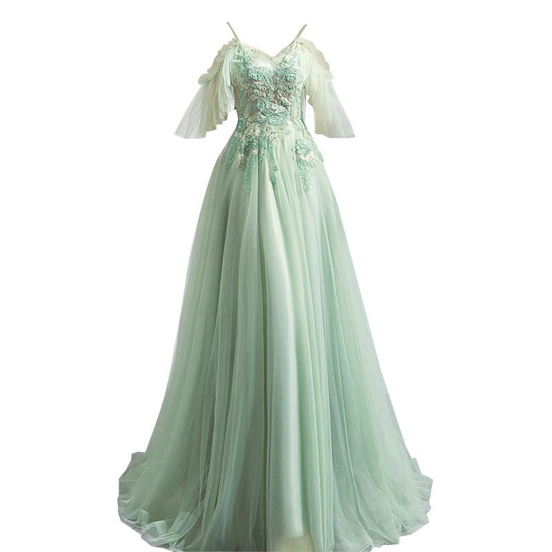 Off-the-shoulder Mint Green Bridal Wedding Dinner Annual Party Dress - Luzilly Bridal & Apparel