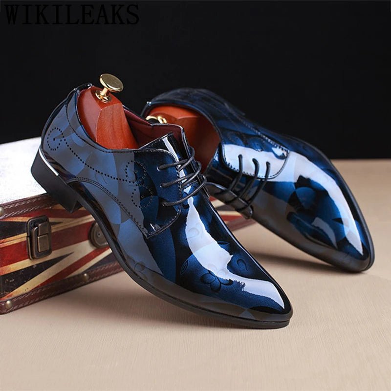 Office Men Dress Shoes Floral Pattern Men Formal Shoes Leather Luxury Fashion Groom Wedding Shoes Men Oxford Shoes Dress 37-50 - Luzilly Bridal & Apparel
