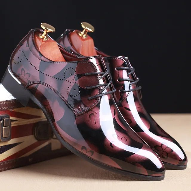 Office Men Dress Shoes Floral Pattern Men Formal Shoes Leather Luxury Fashion Groom Wedding Shoes Men Oxford Shoes Dress 37-50 - Luzilly Bridal & Apparel