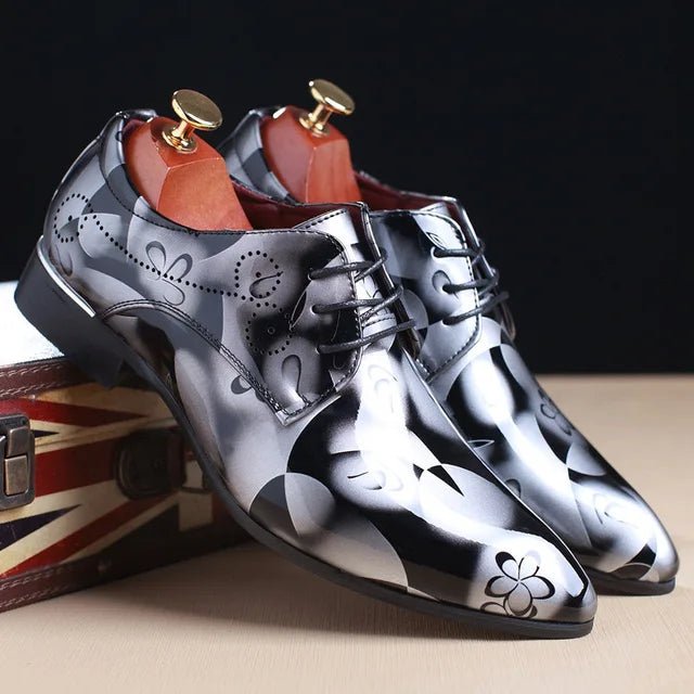 Office Men Dress Shoes Floral Pattern Men Formal Shoes Leather Luxury Fashion Groom Wedding Shoes Men Oxford Shoes Dress 37-50 - Luzilly Bridal & Apparel