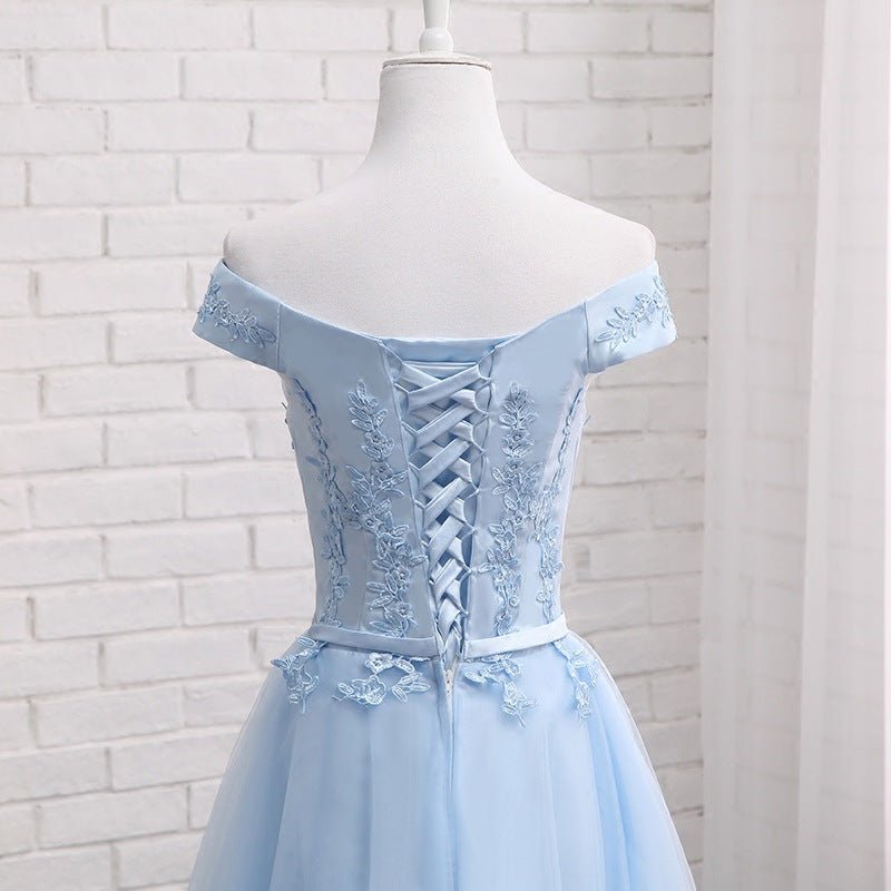 One-Shoulder Blue Bridesmaid Dress - Luzilly Bridal & Apparel
