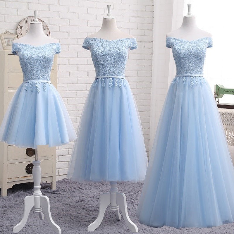 One-Shoulder Blue Bridesmaid Dress - Luzilly Bridal & Apparel