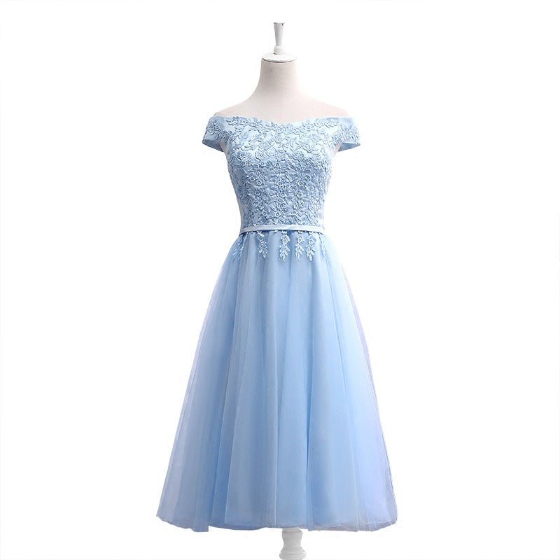 One-Shoulder Blue Bridesmaid Dress - Luzilly Bridal & Apparel