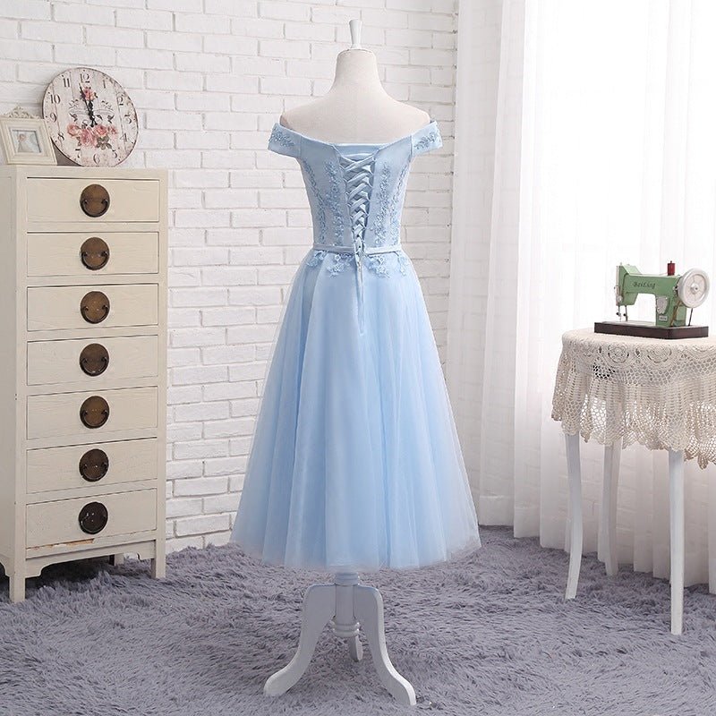 One-Shoulder Blue Bridesmaid Dress - Luzilly Bridal & Apparel