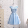 One-Shoulder Blue Bridesmaid Dress - Luzilly Bridal & Apparel