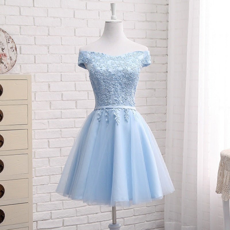 One-Shoulder Blue Bridesmaid Dress - Luzilly Bridal & Apparel