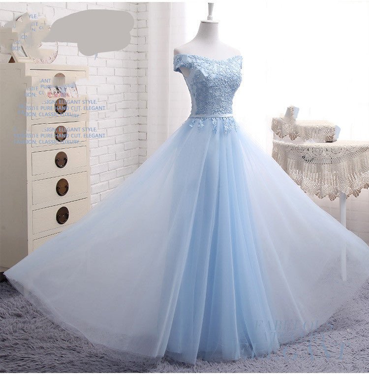 One-Shoulder Blue Bridesmaid Dress - Luzilly Bridal & Apparel