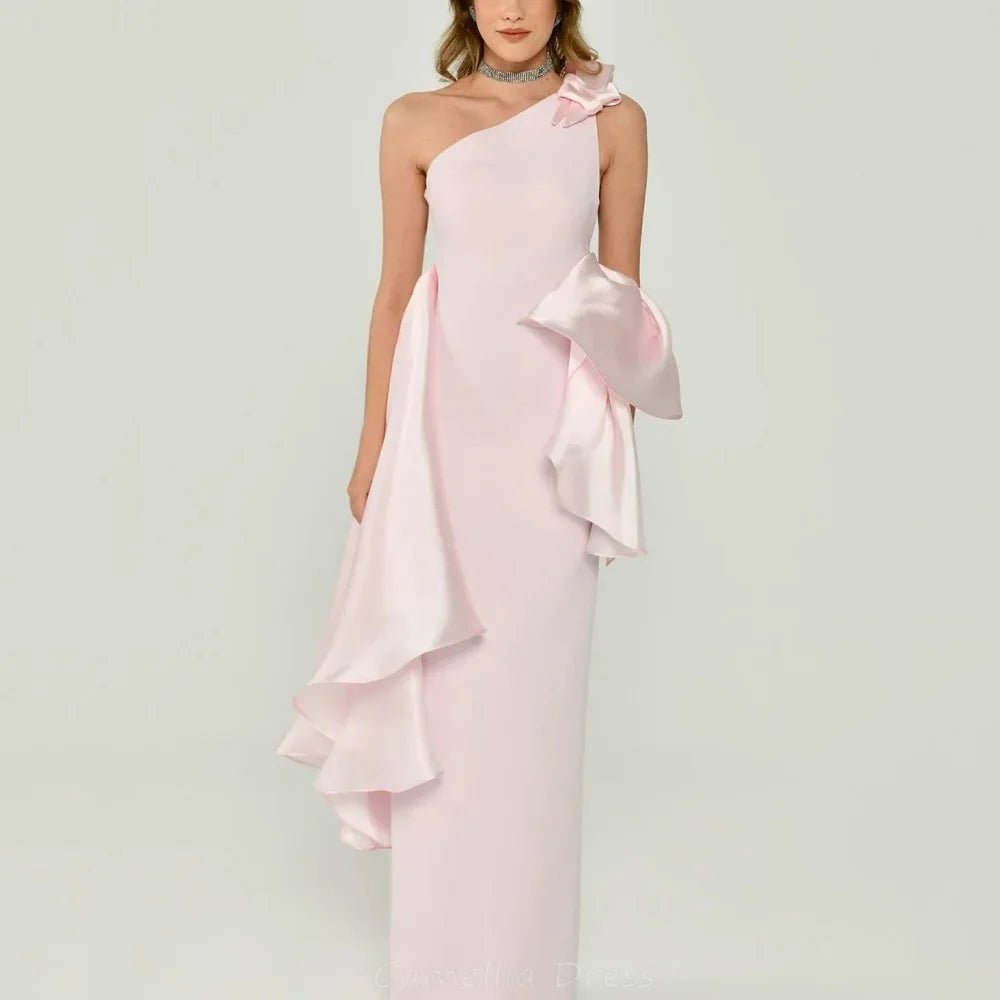 One Shoulder Contrast Bow Mother of the Bride Dress - Luzilly Bridal & Apparel