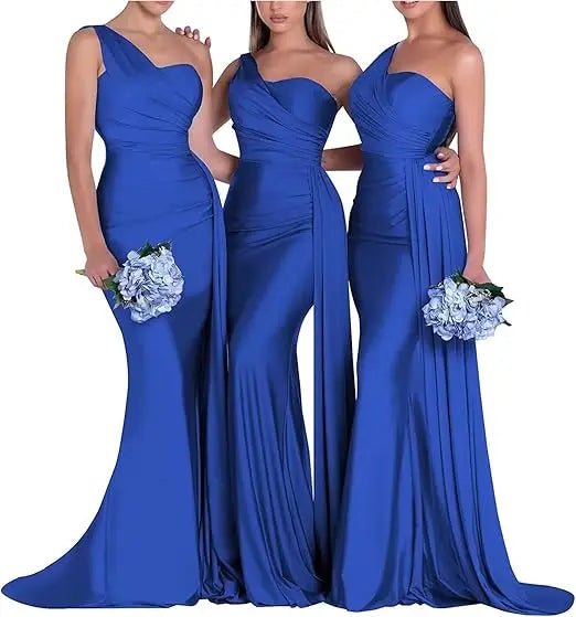 One-Shoulder Corset-Back Mermaid Bridesmaid Dress - Luzilly Bridal & Apparel