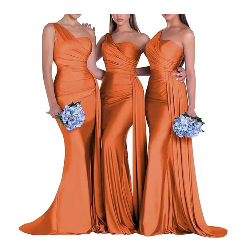 One-Shoulder Corset-Back Mermaid Bridesmaid Dress - Luzilly Bridal & Apparel