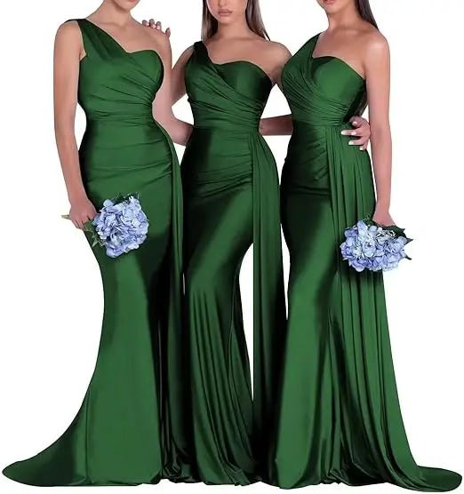 One-Shoulder Corset-Back Mermaid Bridesmaid Dress - Luzilly Bridal & Apparel