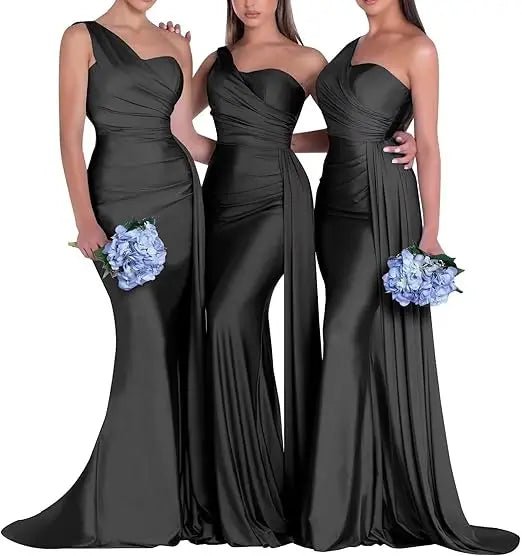One-Shoulder Corset-Back Mermaid Bridesmaid Dress - Luzilly Bridal & Apparel