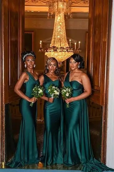 One-Shoulder Corset-Back Mermaid Bridesmaid Dress - Luzilly Bridal & Apparel