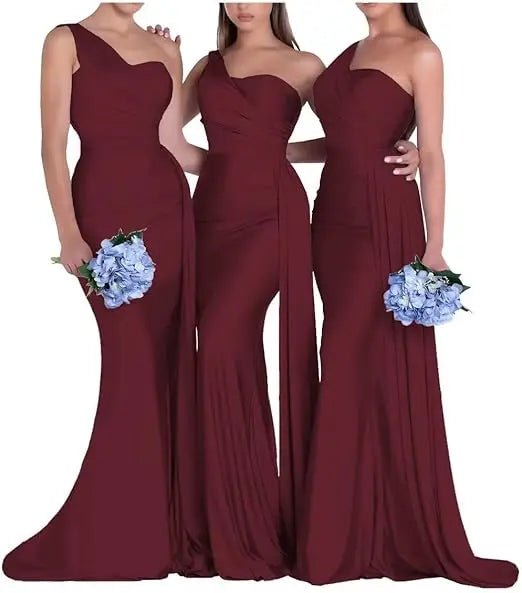 One-Shoulder Corset-Back Mermaid Bridesmaid Dress - Luzilly Bridal & Apparel