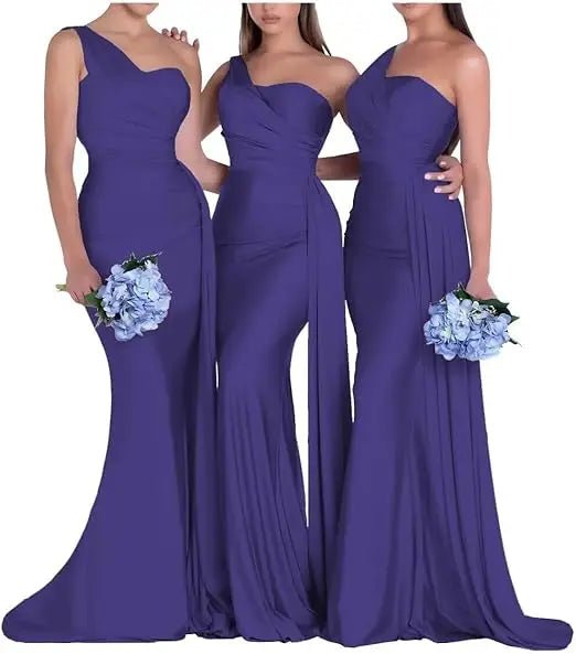 One-Shoulder Corset-Back Mermaid Bridesmaid Dress - Luzilly Bridal & Apparel