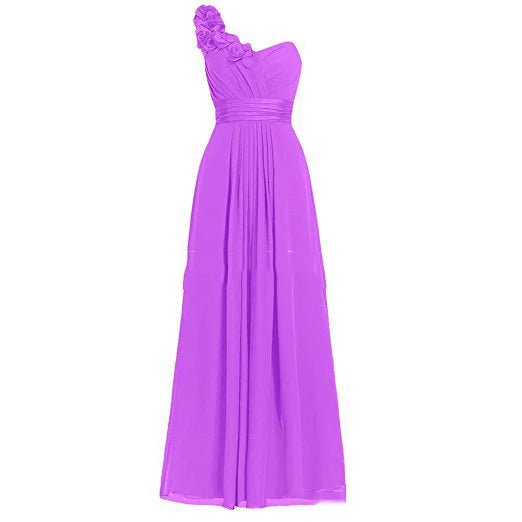 One-Shoulder Floral Chiffon A-Line Bridesmaid Dress - Luzilly Bridal & Apparel