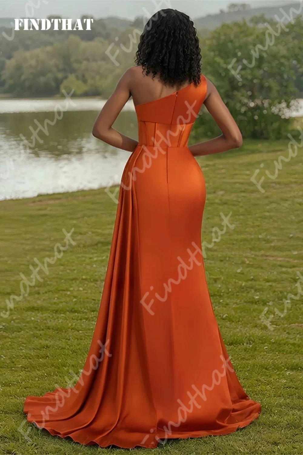 One-Shoulder High-Slit Mermaid Bridesmaid Dress - Luzilly Bridal & Apparel