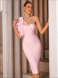 One Shoulder Mesh Fishtail Slim Slimming Dress Wedding Party Cocktail Small Dress - Luzilly Bridal & Apparel