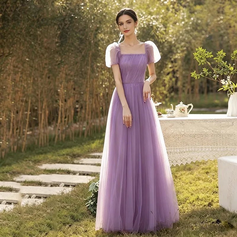 One-Shoulder Puff-Sleeve A-Line Bridesmaid Dress - Luzilly Bridal & Apparel