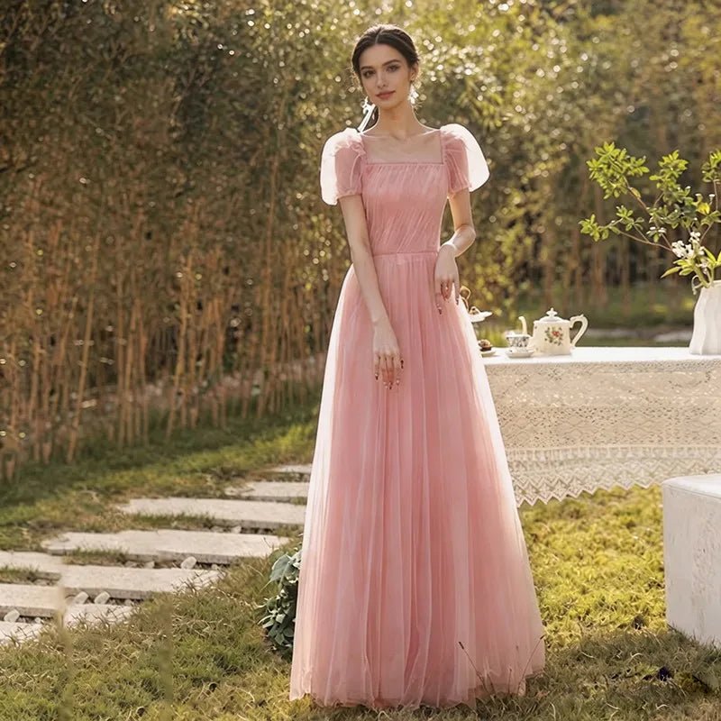 One-Shoulder Puff-Sleeve A-Line Bridesmaid Dress - Luzilly Bridal & Apparel