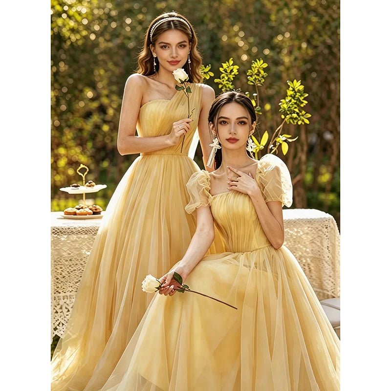 One-Shoulder Puff-Sleeve A-Line Bridesmaid Dress - Luzilly Bridal & Apparel