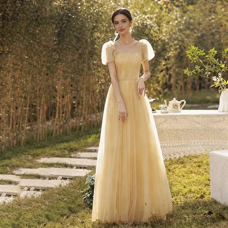 One-Shoulder Puff-Sleeve A-Line Bridesmaid Dress - Luzilly Bridal & Apparel