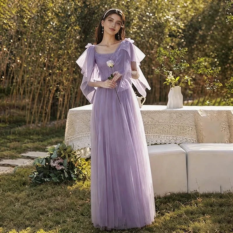 One-Shoulder Puff-Sleeve A-Line Bridesmaid Dress - Luzilly Bridal & Apparel