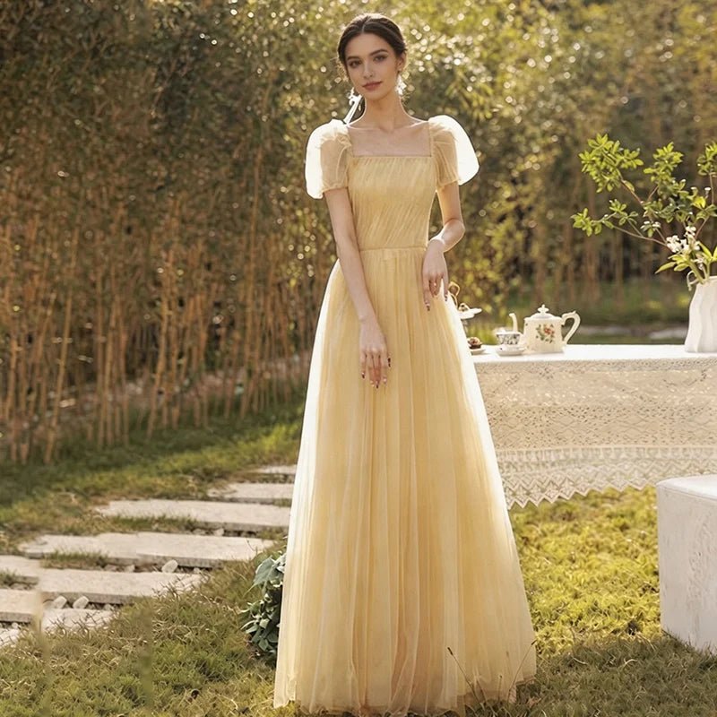 One-Shoulder Puff-Sleeve A-Line Bridesmaid Dress - Luzilly Bridal & Apparel