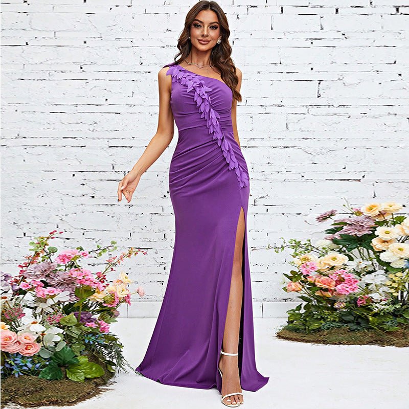 One-Shoulder Purple Evening Dress - Luzilly Bridal & Apparel
