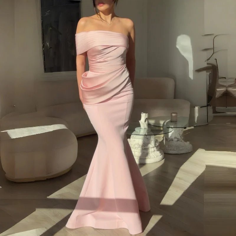 One-Shoulder Ruched Satin Mermaid Bridesmaid Dress - Luzilly Bridal & Apparel