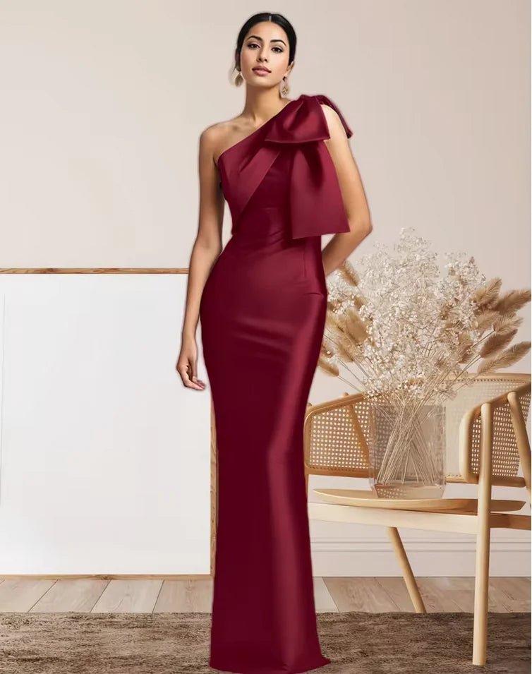 One-Shoulder Satin Mermaid Mother of the Bride Dress - Luzilly Bridal & Apparel