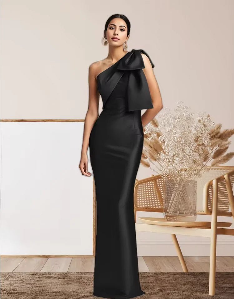One-Shoulder Satin Mermaid Mother of the Bride Dress - Luzilly Bridal & Apparel