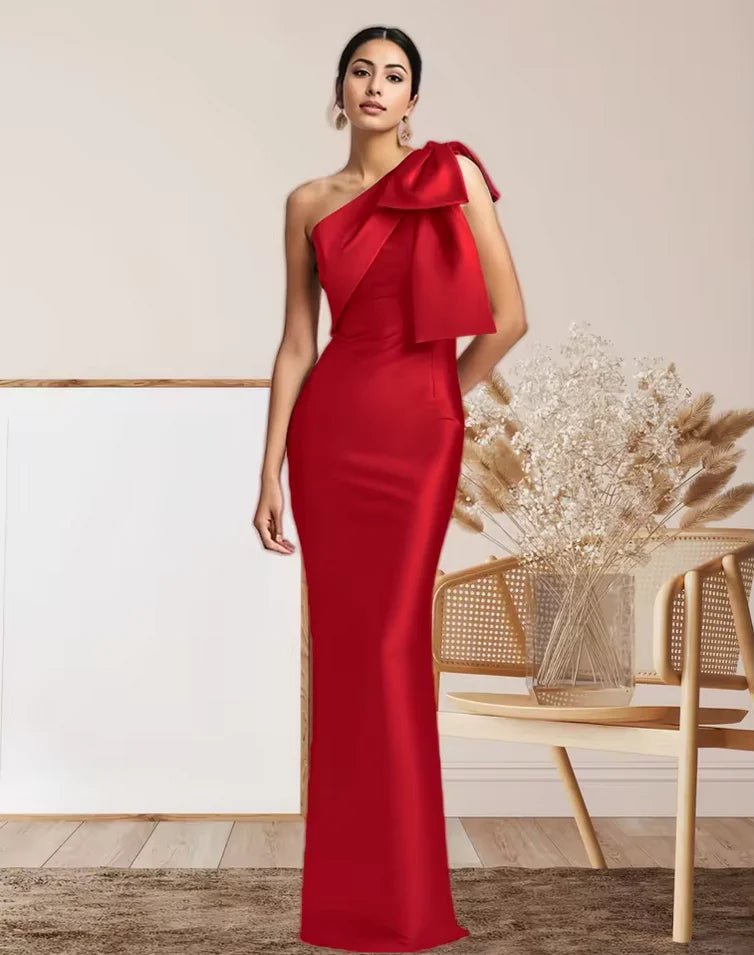 One-Shoulder Satin Mermaid Mother of the Bride Dress - Luzilly Bridal & Apparel