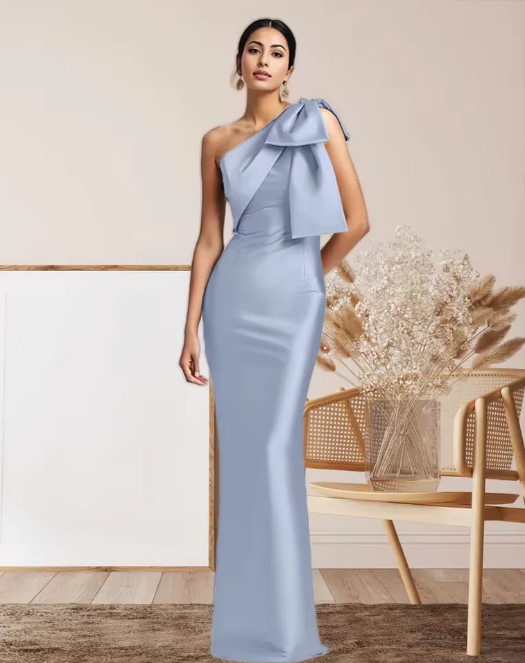 One-Shoulder Satin Mermaid Mother of the Bride Dress - Luzilly Bridal & Apparel