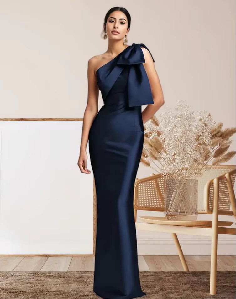 One-Shoulder Satin Mermaid Mother of the Bride Dress - Luzilly Bridal & Apparel