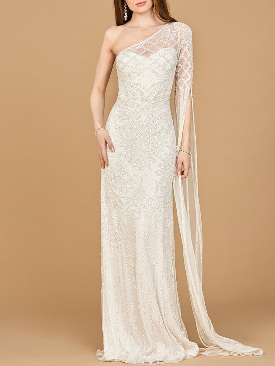One Sleeve Beaded Bridal Gown - Luzilly Bridal & Apparel