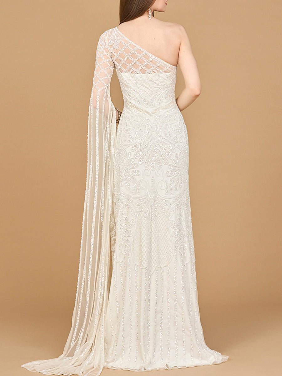 One Sleeve Beaded Bridal Gown - Luzilly Bridal & Apparel