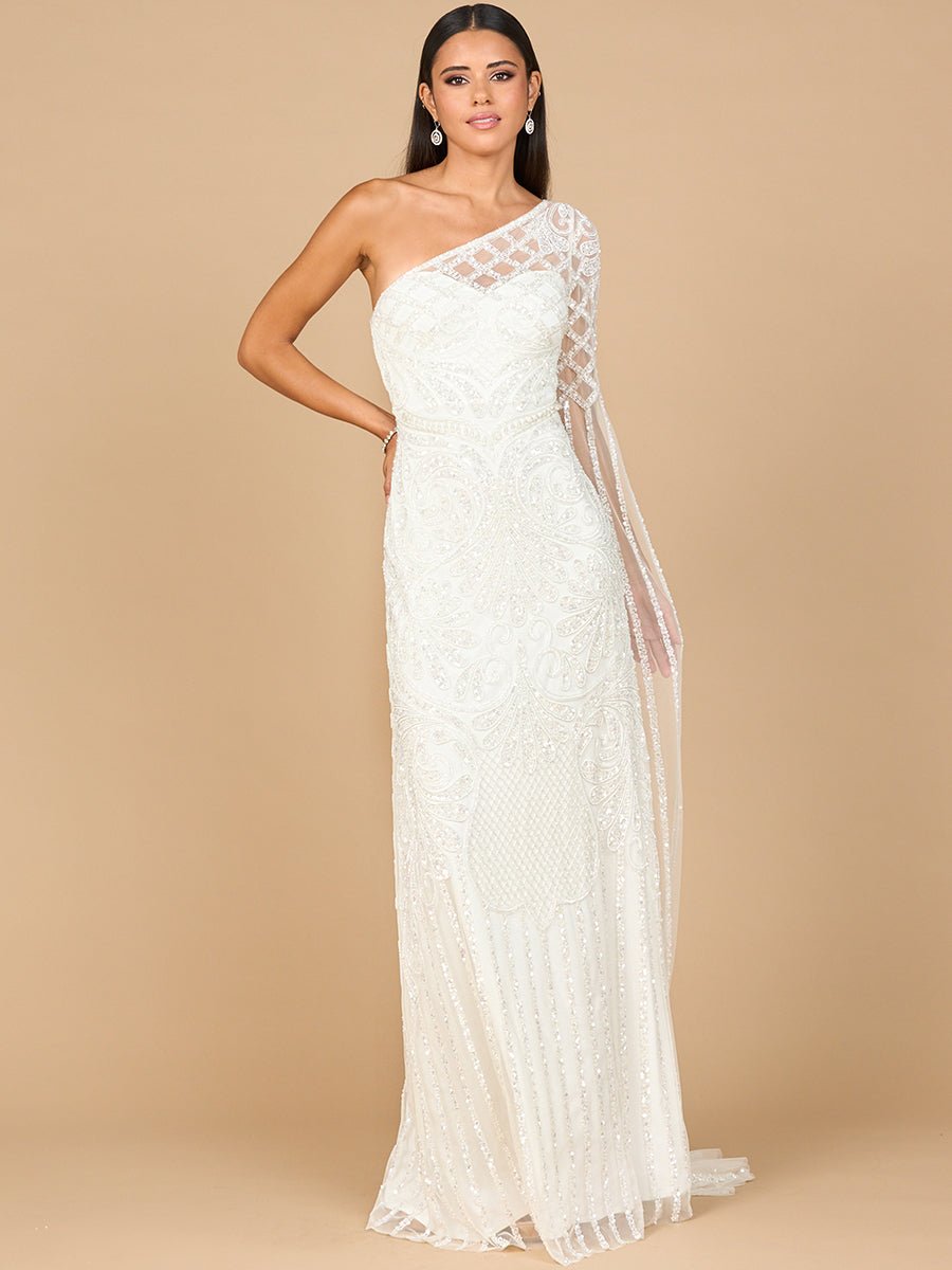 One Sleeve Beaded Bridal Gown - Luzilly Bridal & Apparel