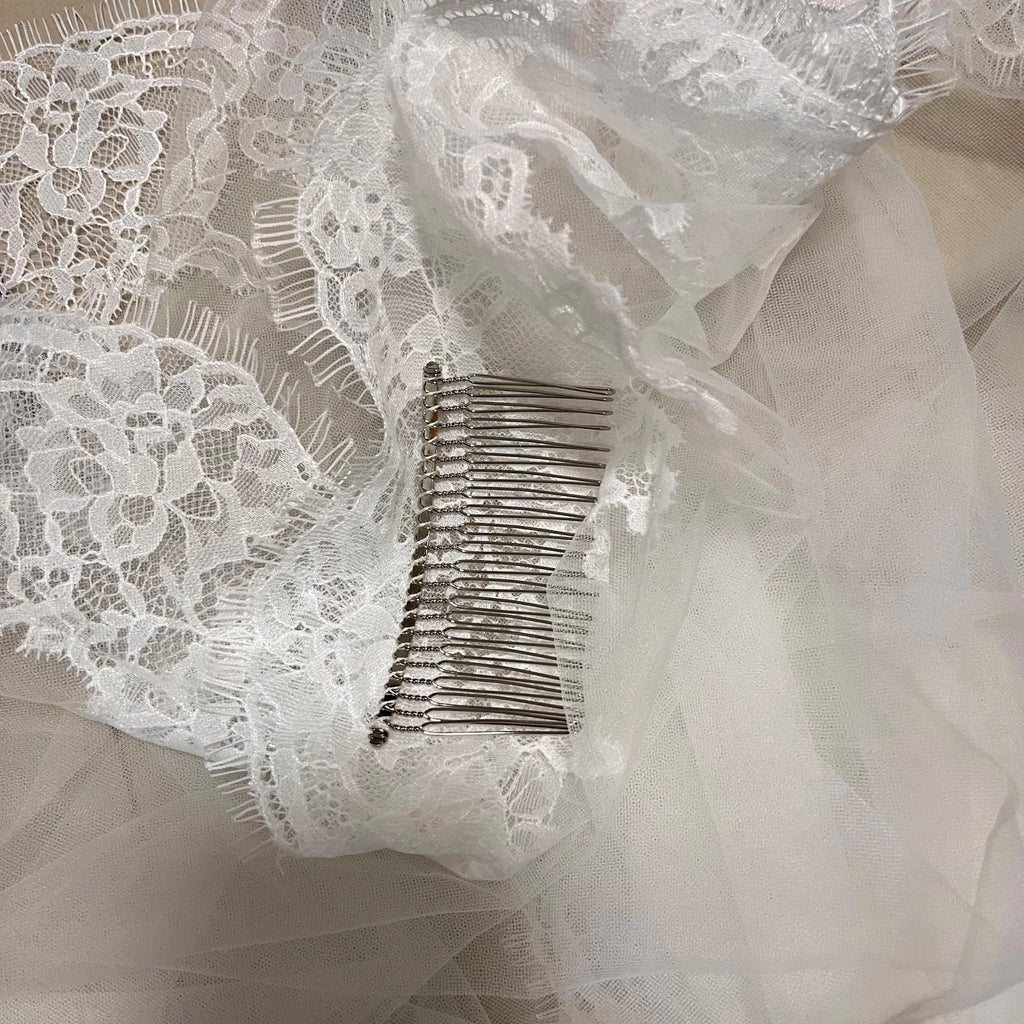 One-Tier Mantilla Lace Edge Cathedral Veil - Luzilly Bridal & Apparel