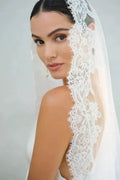 One-Tier Mantilla Lace Edge Cathedral Veil - Luzilly Bridal & Apparel