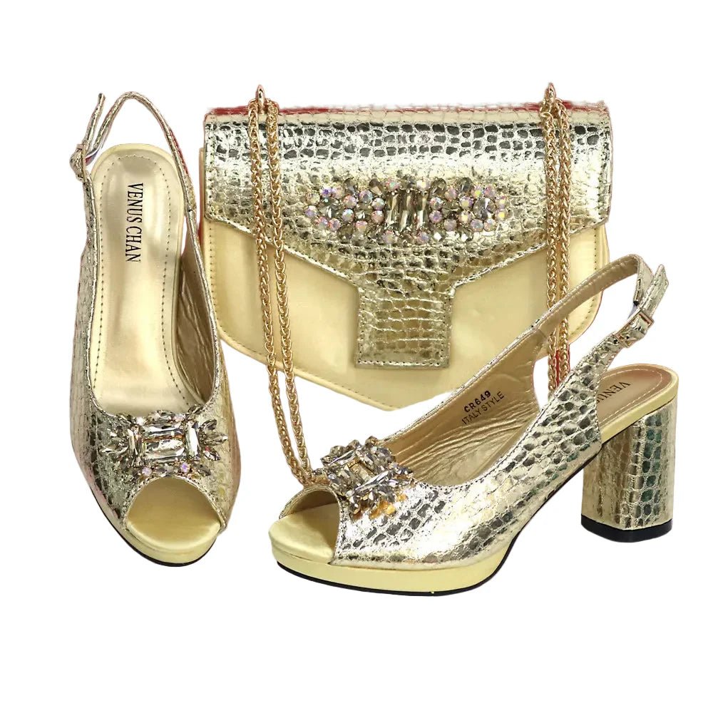 Open Toe Women Heels Shoes And Bag Set GRT543 - Luzilly Bridal & Apparel
