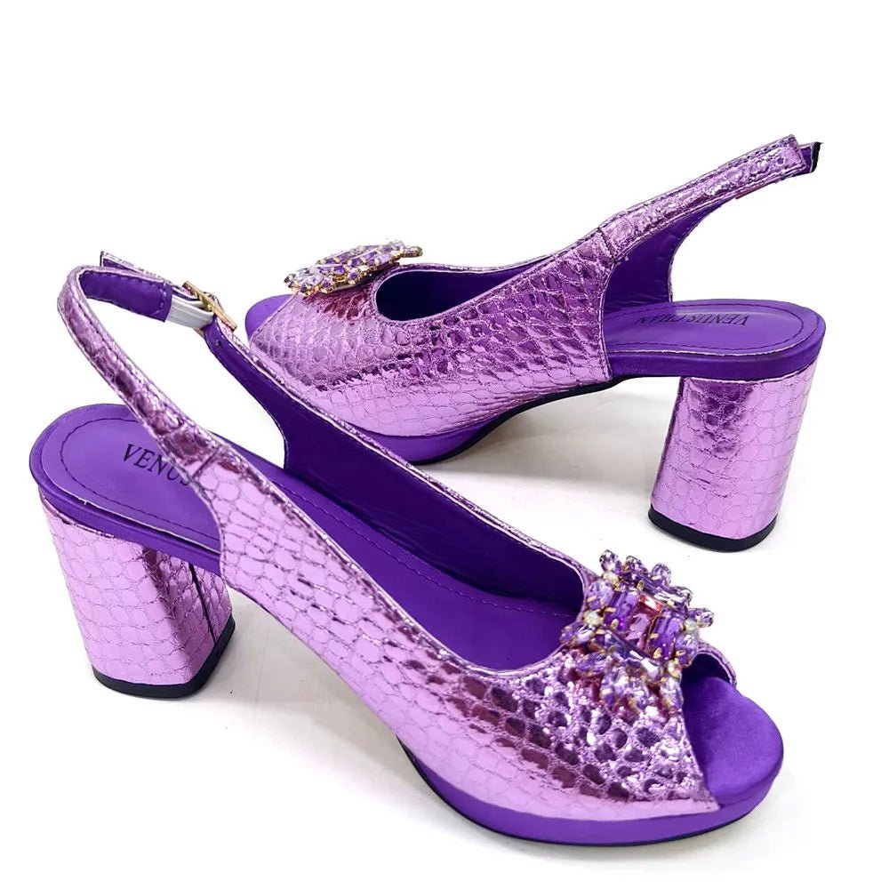 Open Toe Women Heels Shoes And Bag Set GRT543 - Luzilly Bridal & Apparel