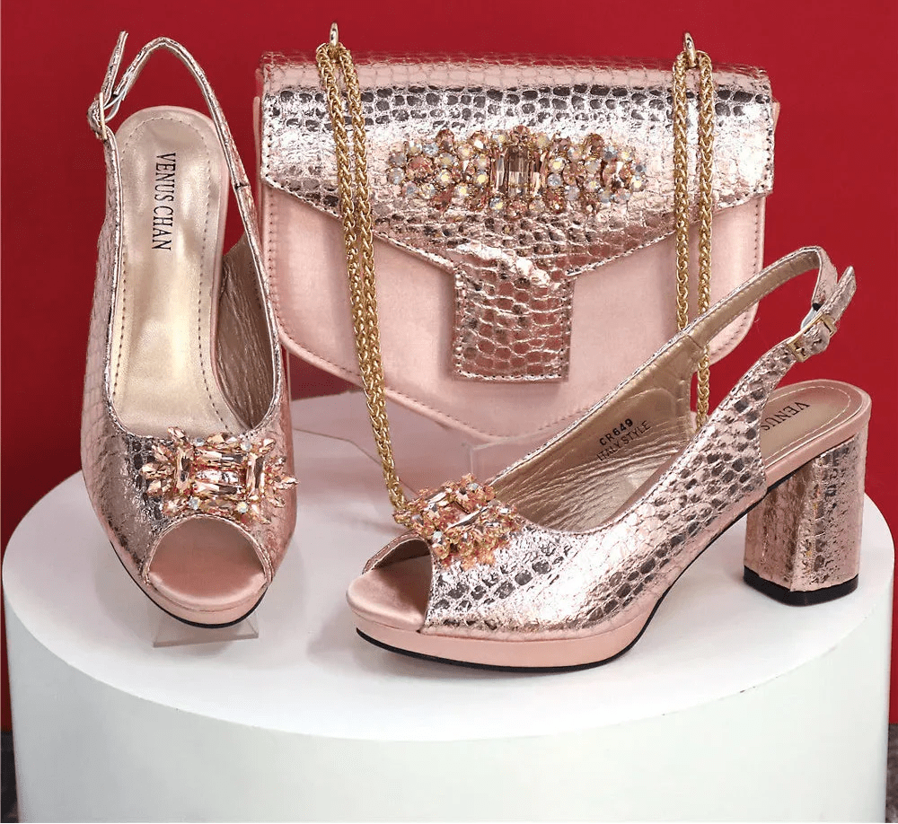 Open Toe Women Heels Shoes And Bag Set GRT543 - Luzilly Bridal & Apparel