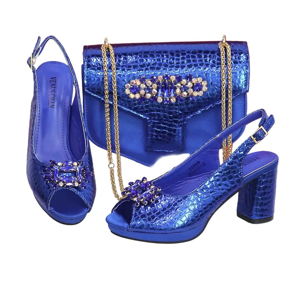 Open Toe Women Heels Shoes And Bag Set GRT543 - Luzilly Bridal & Apparel