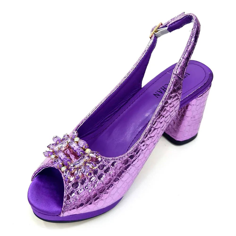 Open Toe Women Heels Shoes And Bag Set GRT543 - Luzilly Bridal & Apparel
