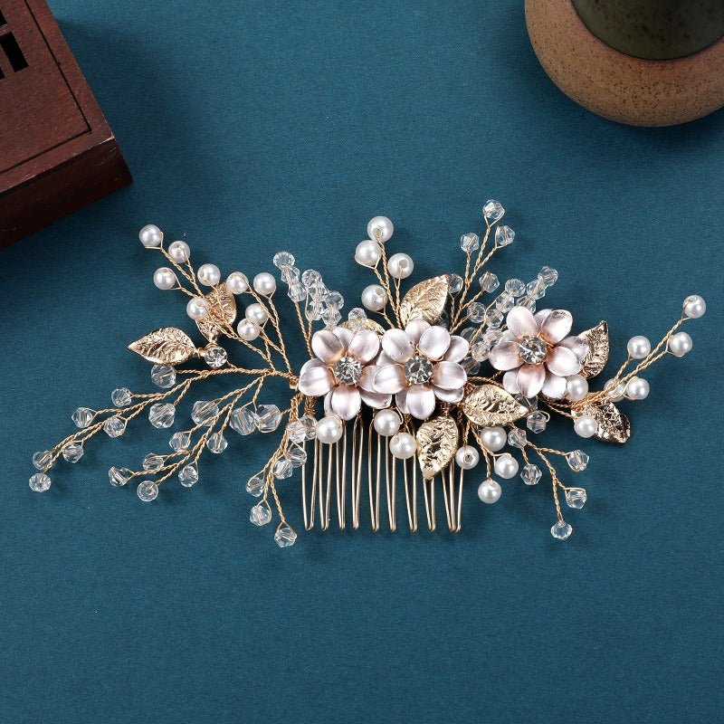 Original Design Bride Headwear, Hanfu Hair Accessories, Wedding Dress Accessories, Handmade Pearl Pan Hair Insertion Comb, Beautiful Hair Comb - Luzilly Bridal & Apparel