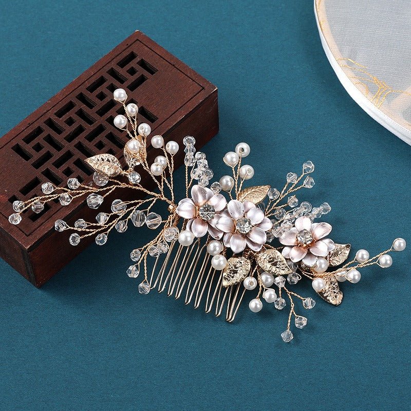 Original Design Bride Headwear, Hanfu Hair Accessories, Wedding Dress Accessories, Handmade Pearl Pan Hair Insertion Comb, Beautiful Hair Comb - Luzilly Bridal & Apparel